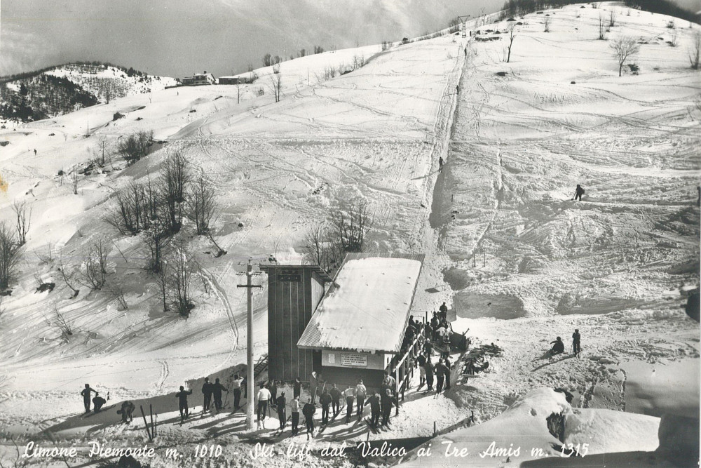 Limone - Gigante ski lift departure - early 1950s